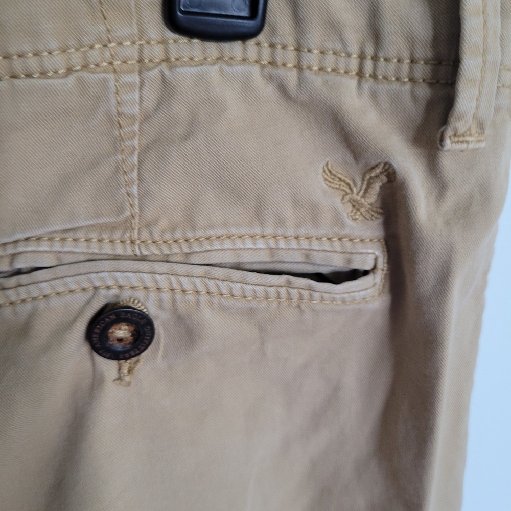 American Eagle Mens Skinny Chino Pants Khaki Tan 34/32 Straight Leg Slim Fit - Picture 7 of 10